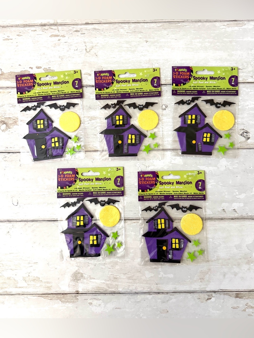 Foamies 3D Foam Stickers Spooky Mansion 7pc Set Halloween Crafts 5 Pack NEW